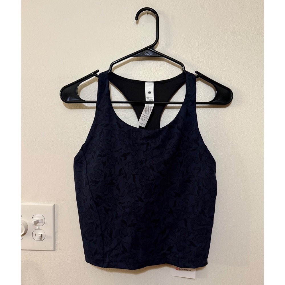 Lululemon Wunder Train Racerback Filigree Blue & Black Size 10 NWT